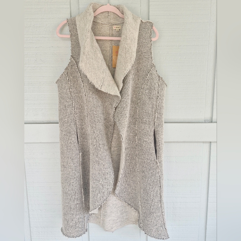 NWT Woman's Shades Of Gray  Open Front Wool Blend  Sweater Vest L Cottagecore